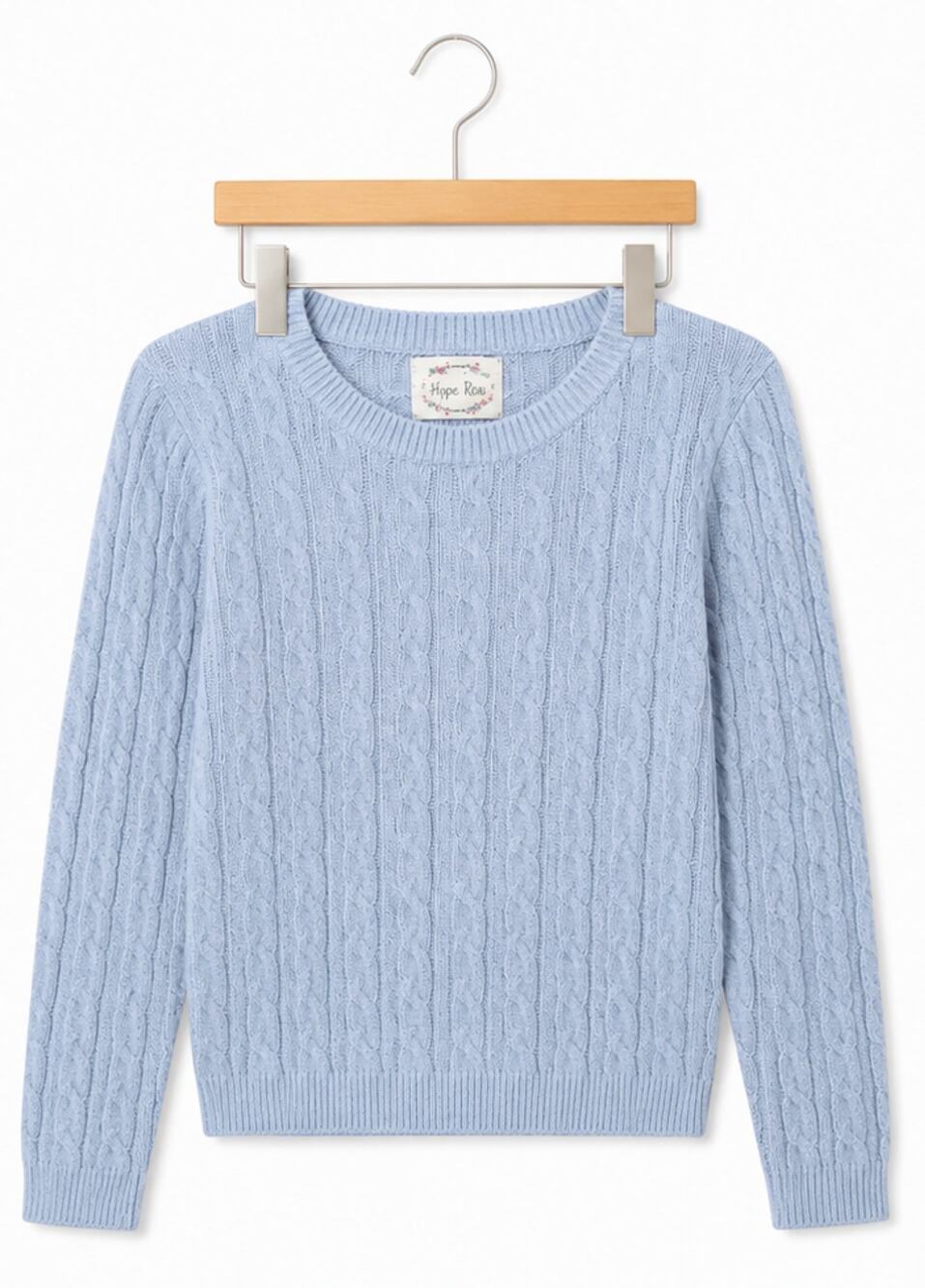 Hippie Rose Juniors' Cable-Knit Crewneck Pullover Sweater S